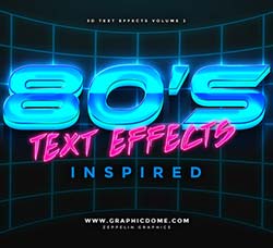 PS图层样式/3D文本模型：80s Text Effects